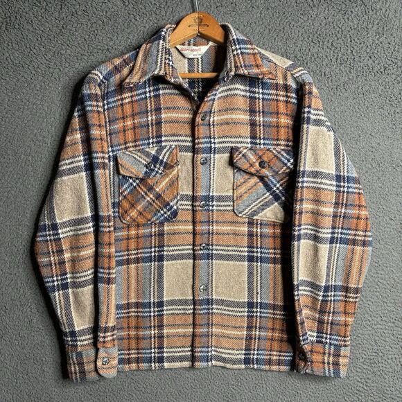 Vintage 60s Big Yank Check Plaid Button Up Flannel Medium Rockabilly Logger - Picture 1 of 12